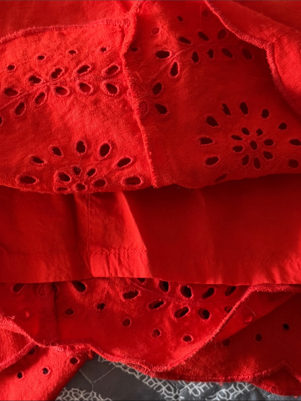 LOFT Red Eyelet Cotton Shorts - Picture 7 of 8